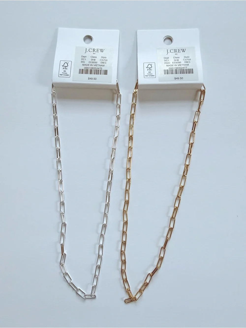 NWT BUNDLE - J.Crew Paperclip Chain Necklace Bundle Gold & Silver